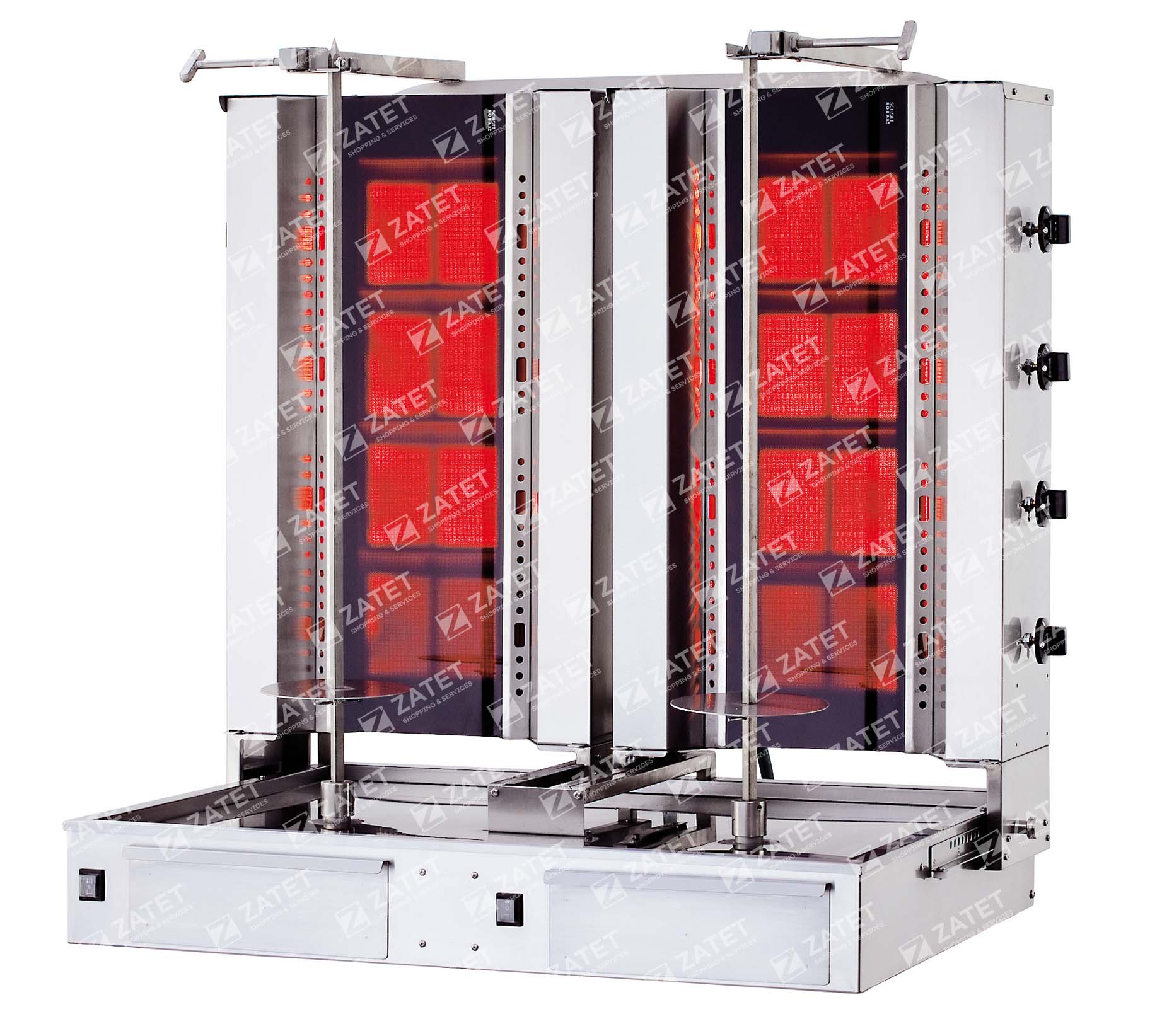 Газовый Аппарат с остеклением для шаурмы   с нижним двигателем KLG 224-TG